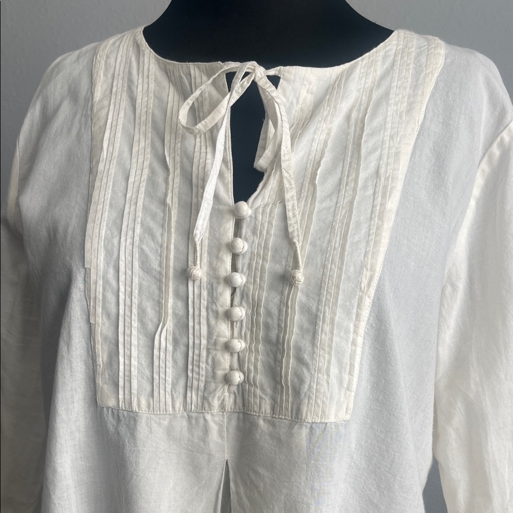 Anokhi White Women's Tunic Top 100% Cotton - Picture 2 of 8